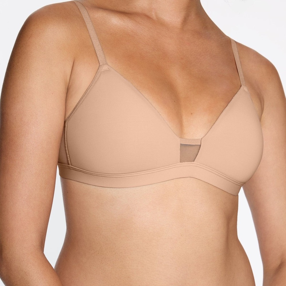 Pepper FeelGood Wirefree Tshirt Bra Women XS Buff Beige Minimalist Comfort NWT